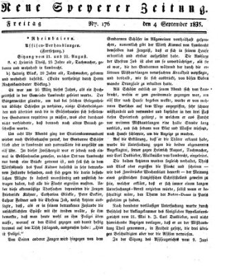 Neue Speyerer Zeitung Freitag 4. September 1835