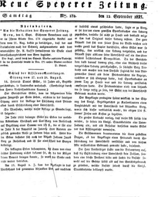 Neue Speyerer Zeitung Samstag 12. September 1835