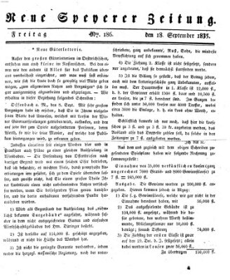 Neue Speyerer Zeitung Freitag 18. September 1835