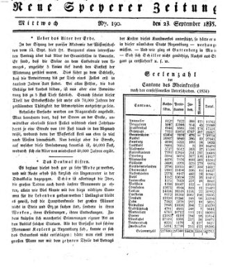 Neue Speyerer Zeitung Mittwoch 23. September 1835