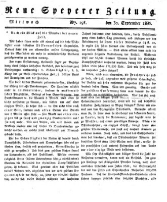 Neue Speyerer Zeitung Mittwoch 30. September 1835