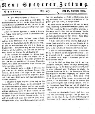 Neue Speyerer Zeitung Samstag 17. Oktober 1835