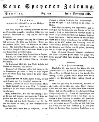 Neue Speyerer Zeitung Samstag 7. November 1835