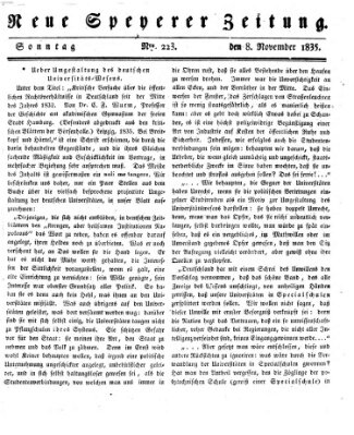 Neue Speyerer Zeitung Sonntag 8. November 1835