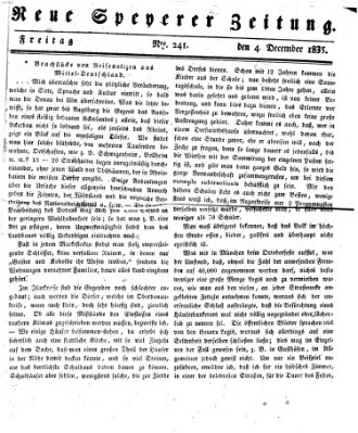 Neue Speyerer Zeitung Freitag 4. Dezember 1835