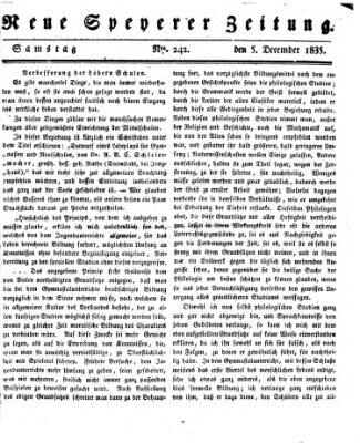 Neue Speyerer Zeitung Samstag 5. Dezember 1835