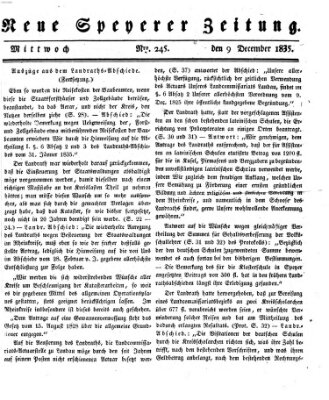 Neue Speyerer Zeitung Mittwoch 9. Dezember 1835