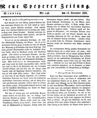 Neue Speyerer Zeitung Sonntag 13. Dezember 1835