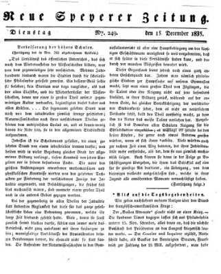Neue Speyerer Zeitung Dienstag 15. Dezember 1835