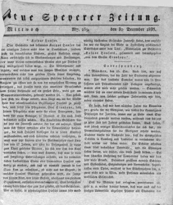 Neue Speyerer Zeitung Mittwoch 30. Dezember 1835