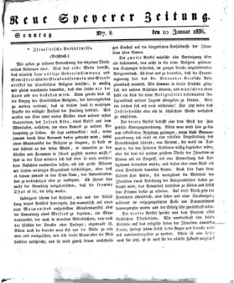 Neue Speyerer Zeitung Sonntag 10. Januar 1836