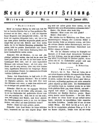 Neue Speyerer Zeitung Mittwoch 13. Januar 1836