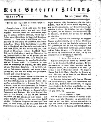 Neue Speyerer Zeitung Mittwoch 20. Januar 1836