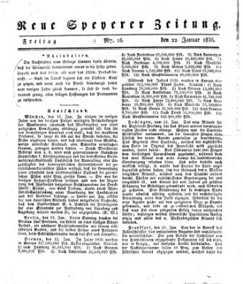 Neue Speyerer Zeitung Freitag 22. Januar 1836