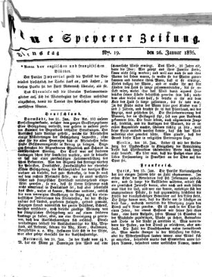 Neue Speyerer Zeitung Dienstag 26. Januar 1836