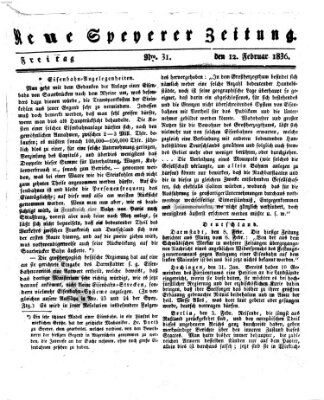 Neue Speyerer Zeitung Freitag 12. Februar 1836