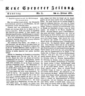 Neue Speyerer Zeitung Samstag 20. Februar 1836