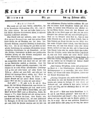 Neue Speyerer Zeitung Mittwoch 24. Februar 1836