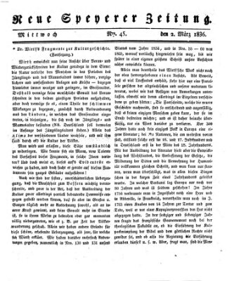 Neue Speyerer Zeitung Mittwoch 2. März 1836