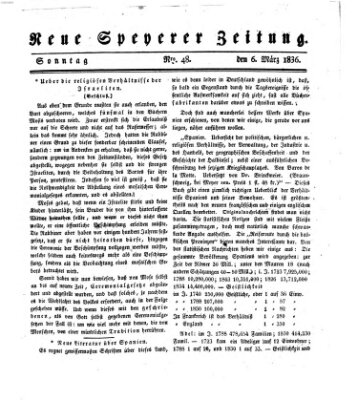 Neue Speyerer Zeitung Sonntag 6. März 1836