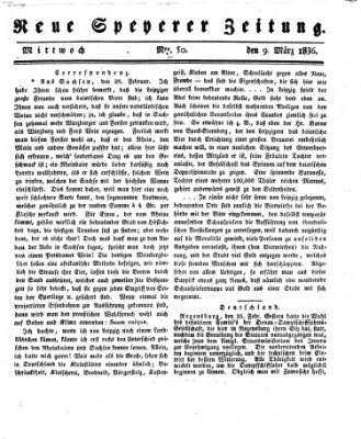 Neue Speyerer Zeitung Mittwoch 9. März 1836