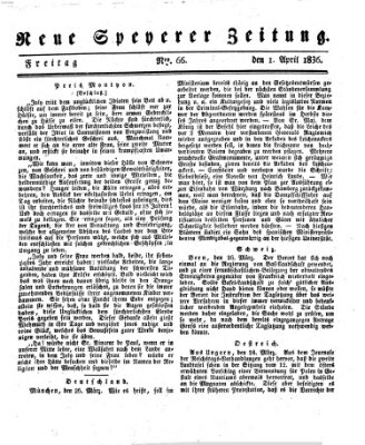Neue Speyerer Zeitung Freitag 1. April 1836