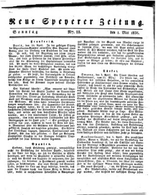 Neue Speyerer Zeitung Sonntag 1. Mai 1836