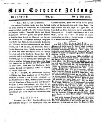 Neue Speyerer Zeitung Mittwoch 4. Mai 1836