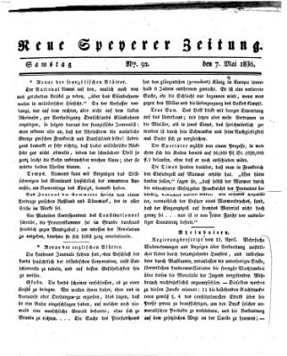 Neue Speyerer Zeitung Samstag 7. Mai 1836