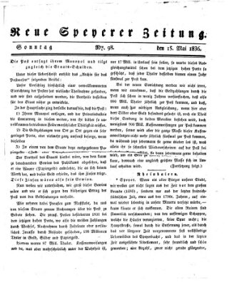 Neue Speyerer Zeitung Sonntag 15. Mai 1836