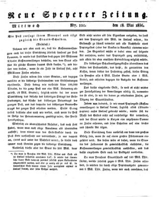 Neue Speyerer Zeitung Mittwoch 18. Mai 1836