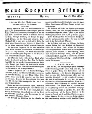 Neue Speyerer Zeitung Montag 23. Mai 1836