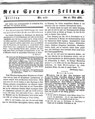 Neue Speyerer Zeitung Freitag 27. Mai 1836