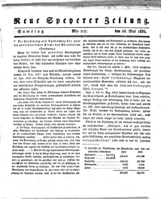 Neue Speyerer Zeitung Samstag 28. Mai 1836