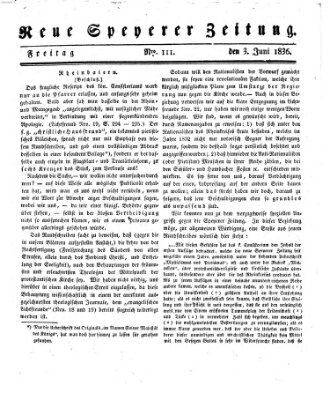 Neue Speyerer Zeitung Freitag 3. Juni 1836