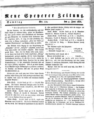 Neue Speyerer Zeitung Samstag 4. Juni 1836