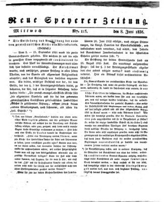 Neue Speyerer Zeitung Mittwoch 8. Juni 1836