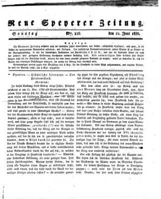 Neue Speyerer Zeitung Sonntag 12. Juni 1836