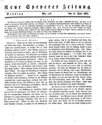 Neue Speyerer Zeitung Sonntag 26. Juni 1836