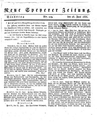 Neue Speyerer Zeitung Dienstag 28. Juni 1836