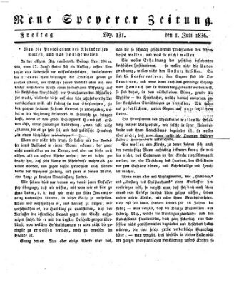 Neue Speyerer Zeitung Freitag 1. Juli 1836