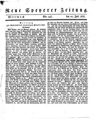 Neue Speyerer Zeitung Mittwoch 20. Juli 1836