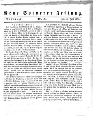 Neue Speyerer Zeitung Mittwoch 27. Juli 1836