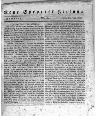 Neue Speyerer Zeitung Samstag 30. Juli 1836