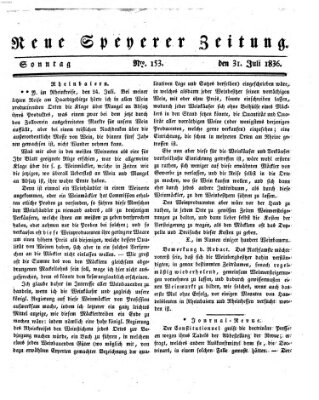 Neue Speyerer Zeitung Sonntag 31. Juli 1836