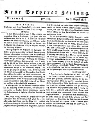 Neue Speyerer Zeitung Mittwoch 3. August 1836