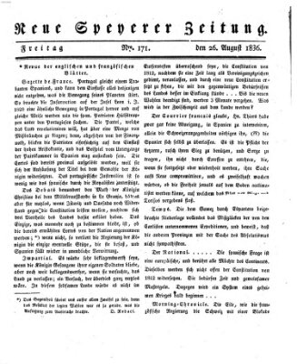 Neue Speyerer Zeitung Freitag 26. August 1836