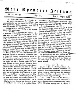 Neue Speyerer Zeitung Mittwoch 31. August 1836