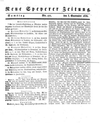 Neue Speyerer Zeitung Samstag 3. September 1836