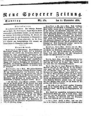 Neue Speyerer Zeitung Samstag 10. September 1836